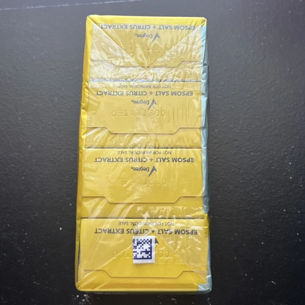 4 Bars Degree Maximum Recovery Epsom Salt + Citrus Extract Bar Soap 3.75 Oz. HTF